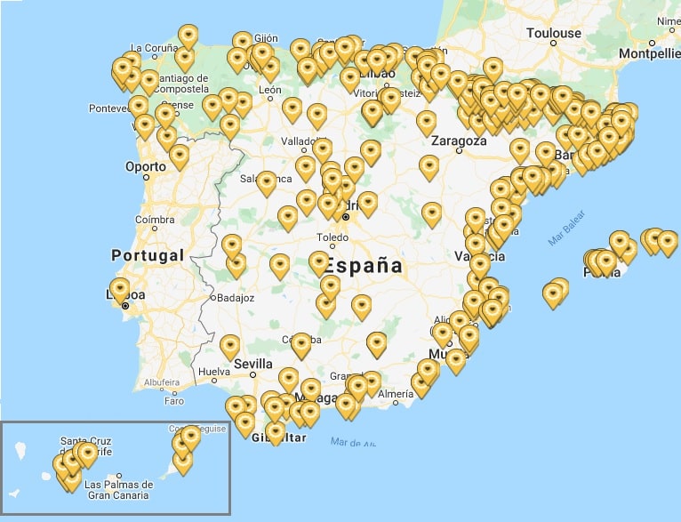 Mapa de hoteles para ciclistas Bikefriendly en España